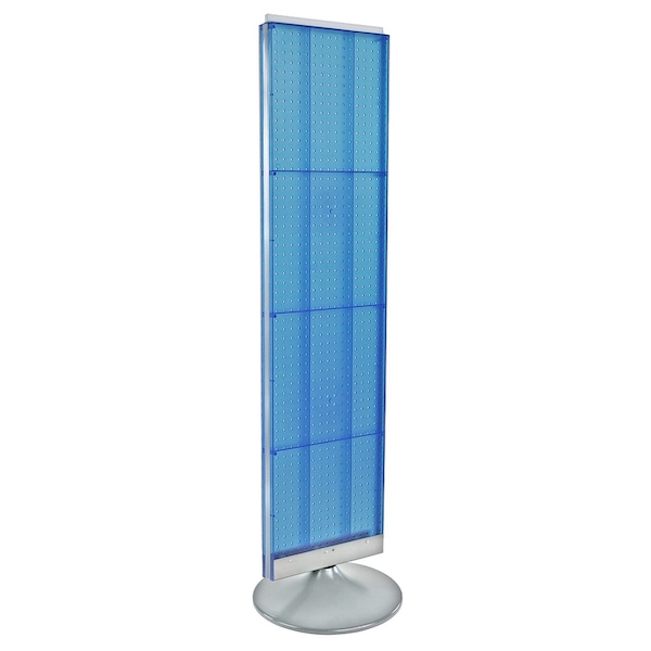 Two-Sided Pegboard Floor Display on a Silver Round Non-Revolving Base